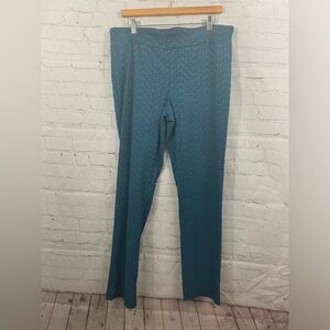 Margaret M Slimming Pants Womens XL Crop Ankle Teal Geometric Stretch Leggings
